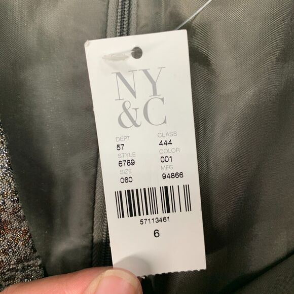 New York & Company Metallic Pencil Skirt Womens 6 Gold Silver Flecks Back Zip - Picture 7 of 12